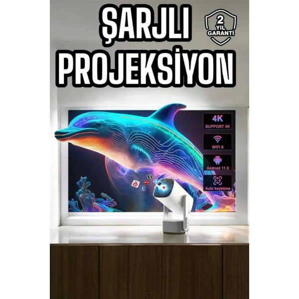 Taşınabilir Sinema Oyun Projektörü Akıllı Projeksiyon Android 11