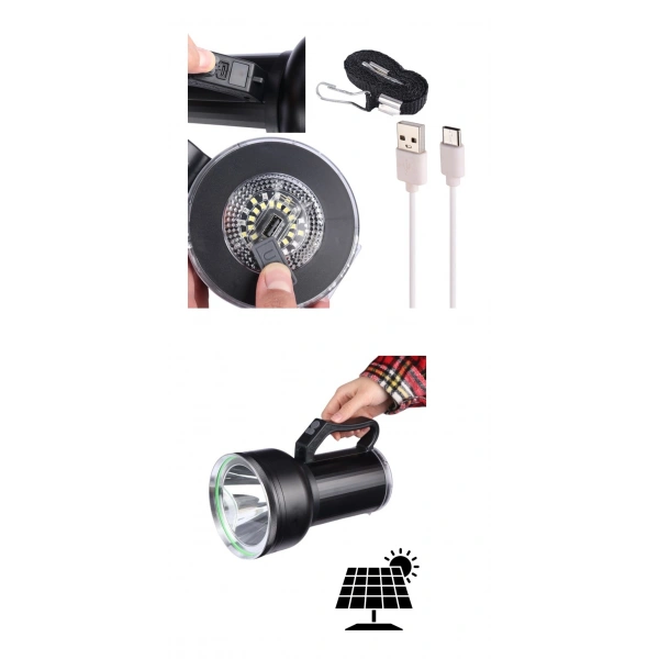 Taşınabilir Solar Şarjlı LED Fener Powerbank Özellikli Kamp ve Acil Durum İçin Süper Parlak Işık