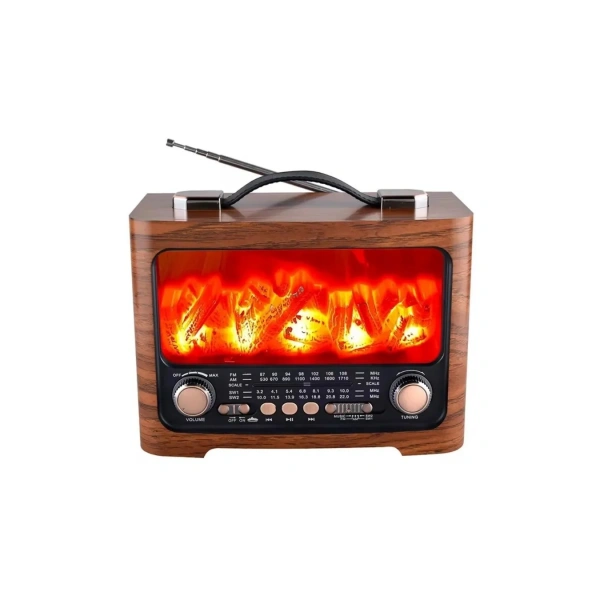 Taşınabilir Şömine Efektli Bluetooth Hoparlör FM Radyo LED Işıklı Müzik Çalar