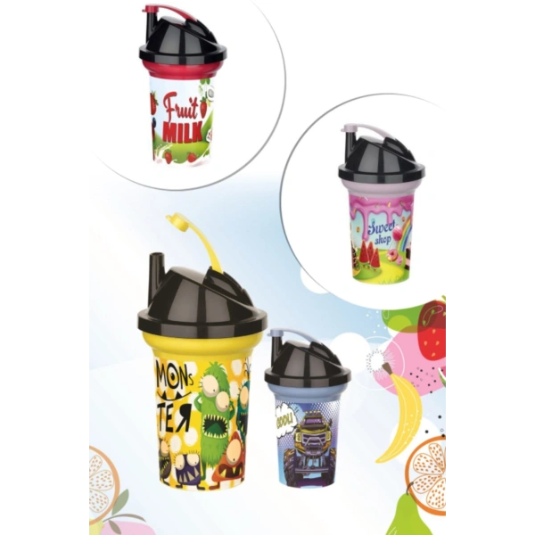 Tedy Pipetli Çocuk Içecek Bardağı Desenli Bardak 300ml