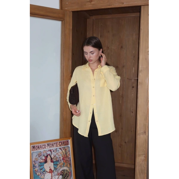 Tek cepli müslin gömlek sarı