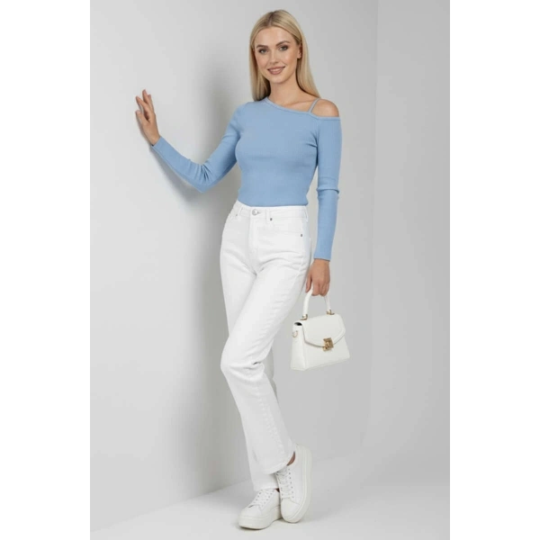 Tek Omuz İpli Bluz mavi t4328