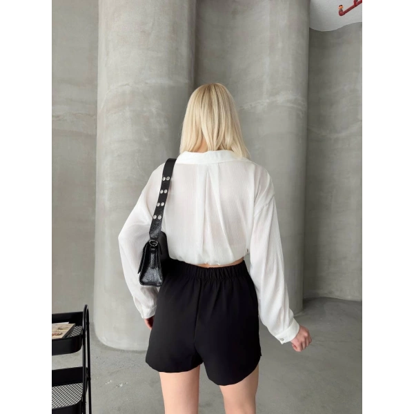 Tek yırtmajlı şort etek