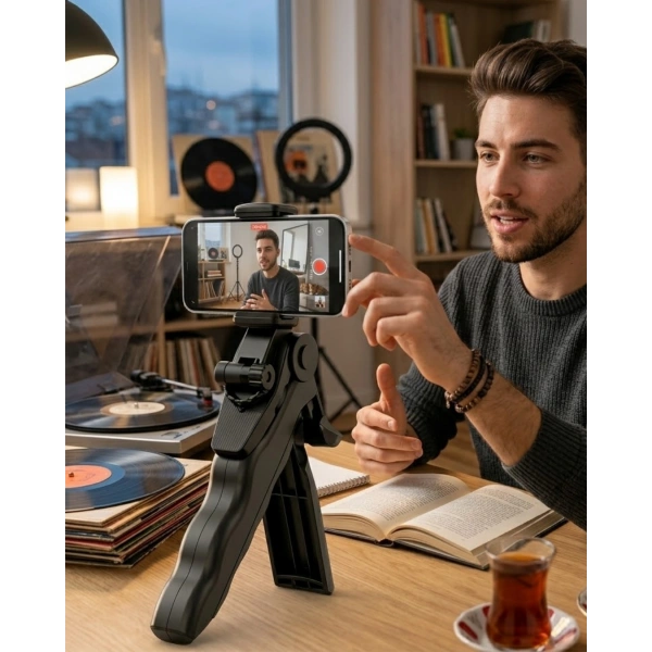 Telefon Tripodu Masaüstü Stand 360 Derece Dönebilen Telefon Tutucu