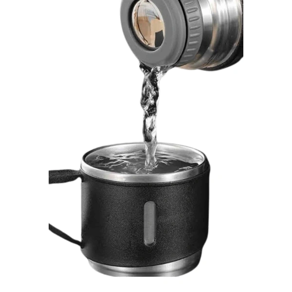 Termos Seti Paslanmaz Çelik 3 Bardaklı Vakumlu Termos Set 500 Ml 12 Saate Kadar Isı Koruma