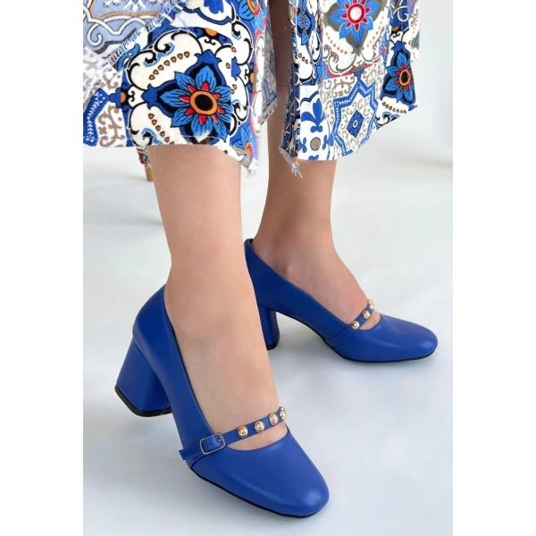 Tino Mavi Cilt Topuklu Ayakkabı