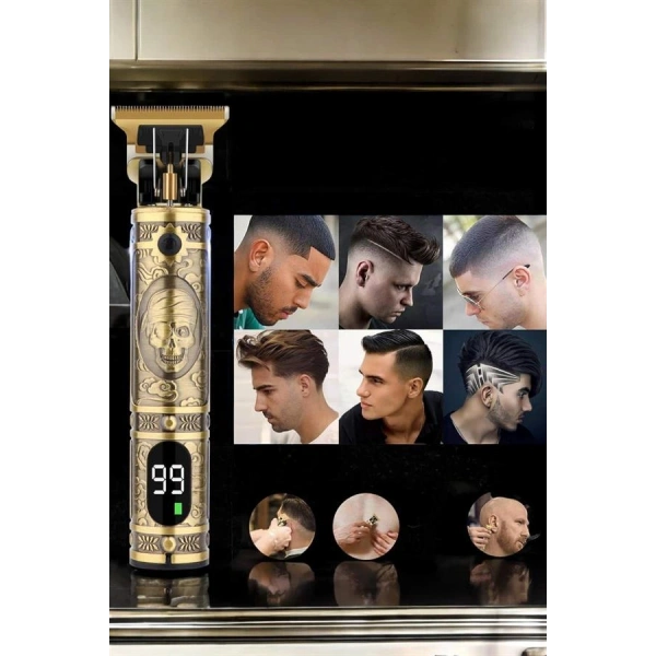 Tıraş Makinesi Şarjlı Profesyonel Saç Kesme Makinesi Gold Çizik Tıraş