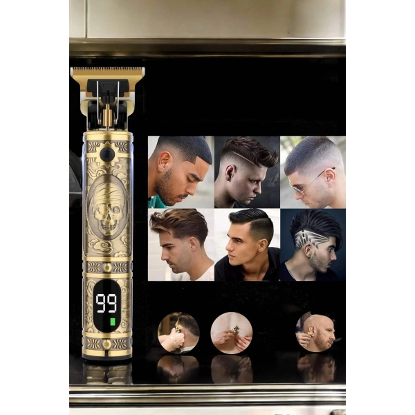 Tıraş Makinesi Şarjlı Profesyonel Saç Kesme Makinesi Gold Çizik Tıraş