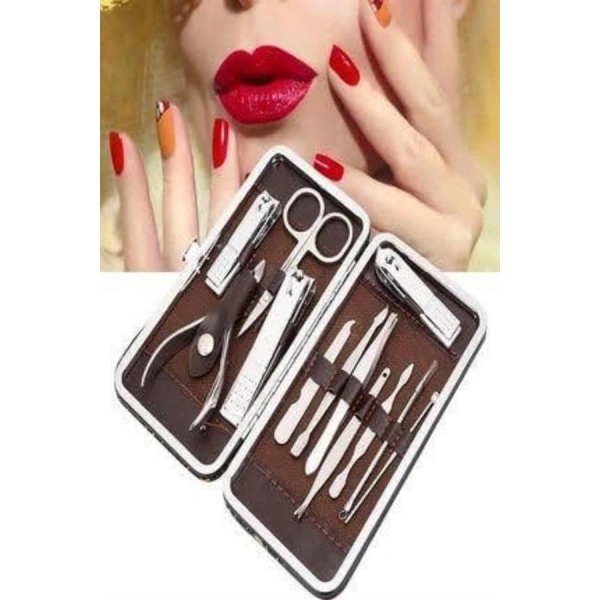 Tırnak Bakım Seti Tırnak Düzeltme Batık 12 Parça Çanta Tipi Manikür Pedikür