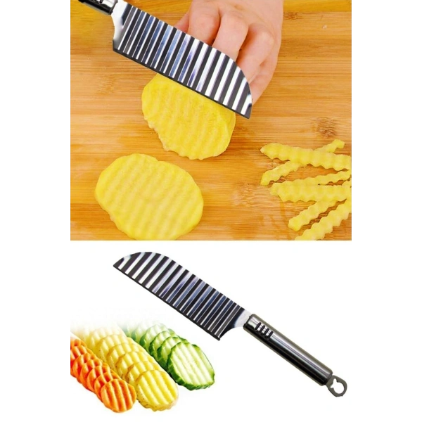 Tırtıklı Patates Kesme Bıçağı - Şekilli Sebze ve Meyve Dilimleyici