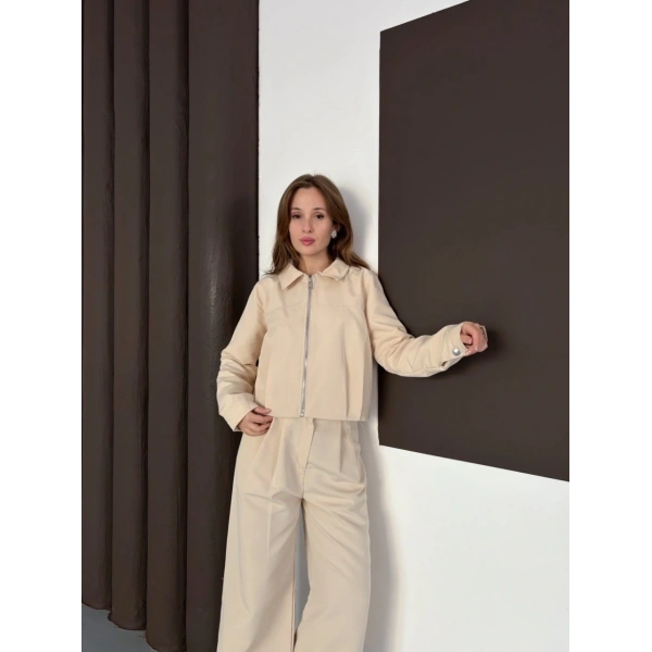 Trenç takım alt üst bej ons