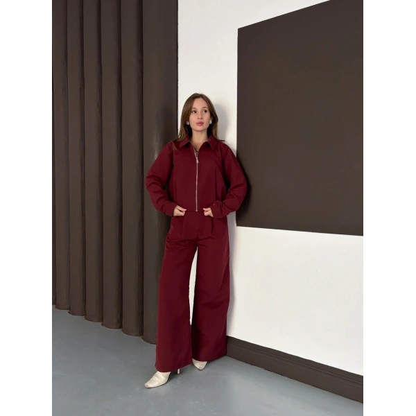 Trenç takım alt üst bordo ons