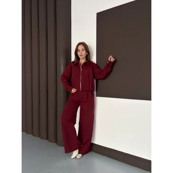 Trenç takım alt üst bordo ons