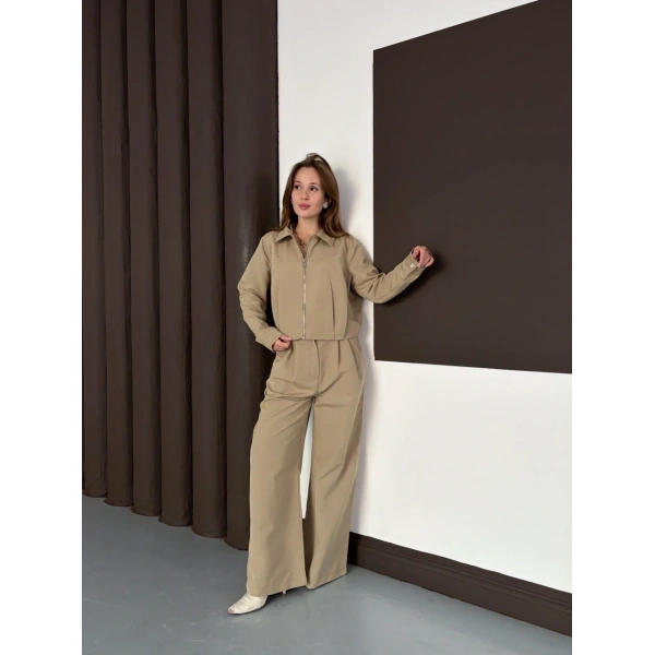 Trenç takım alt üst haki ons