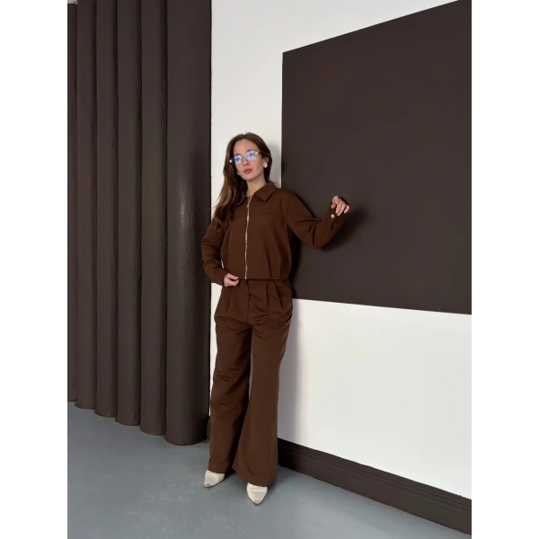 Trenç takım alt üst kahve ons