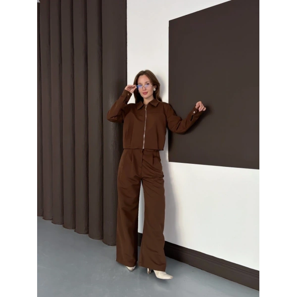 Trenç takım alt üst kahve ons