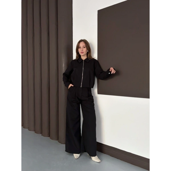 Trenç takım alt üst siyah ons