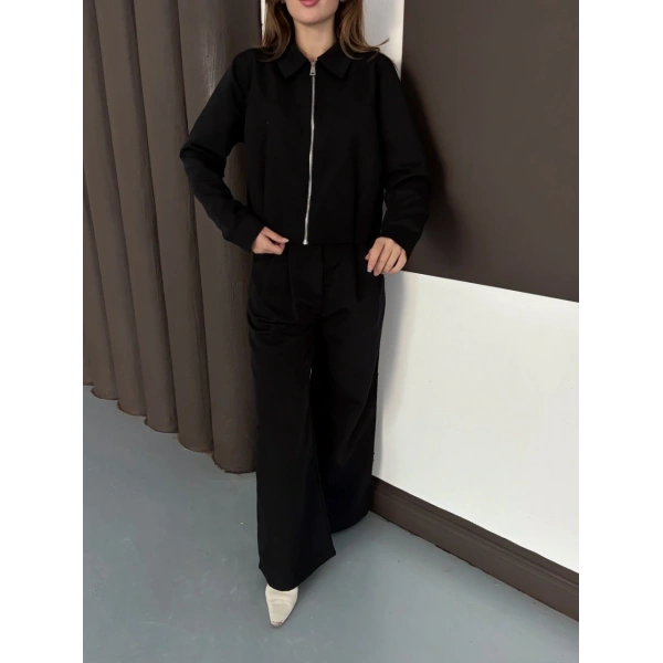 Trenç takım alt üst siyah ons