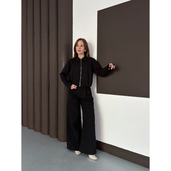 Trenç takım alt üst siyah ons