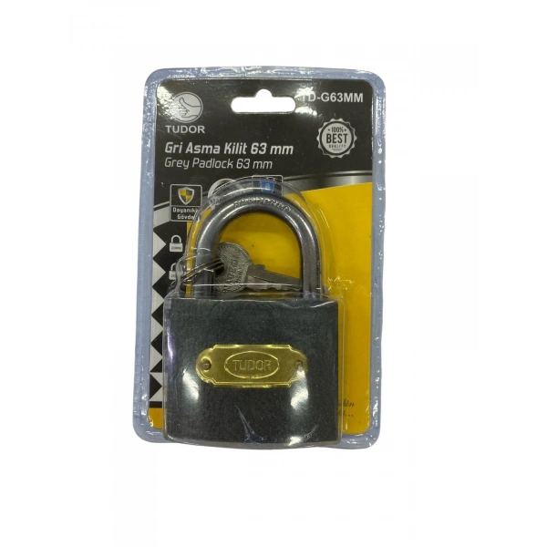 Tudor 63 mm Kısa Gri Asma Kilit