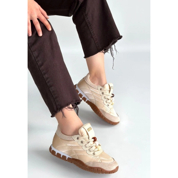 Tues Bej Nubuk Bağcıklı Spor Ayakkabı