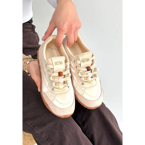 Tues Bej Nubuk Bağcıklı Spor Ayakkabı