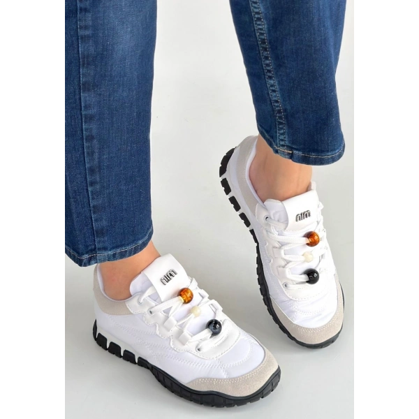 Tues Beyaz Nubuk Bağcıklı Spor Ayakkabı