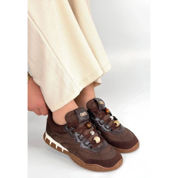 Tues Kahverengi Nubuk Bağcıklı Spor Ayakkabı