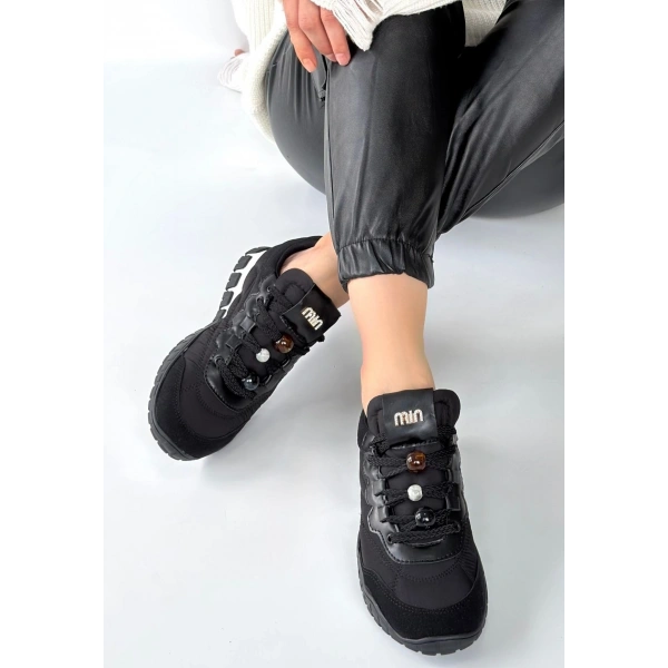 Tues Siyah Nubuk Bağcıklı Spor Ayakkabı