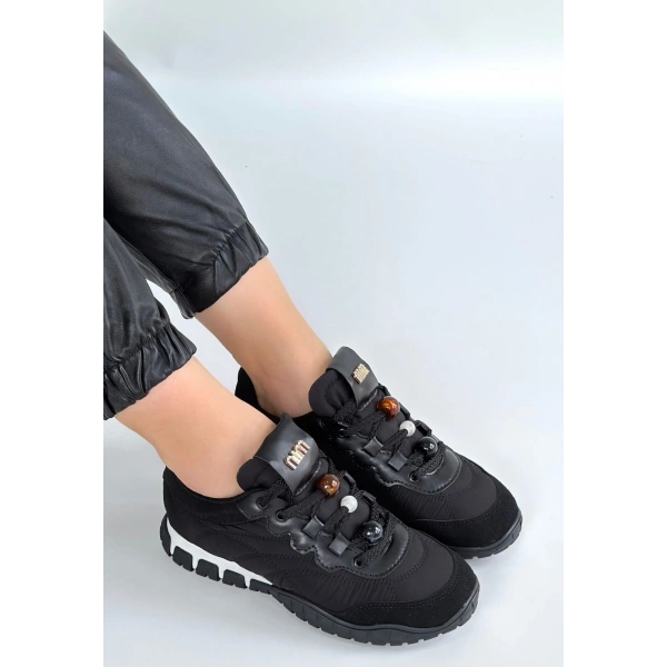 Tues Siyah Nubuk Bağcıklı Spor Ayakkabı