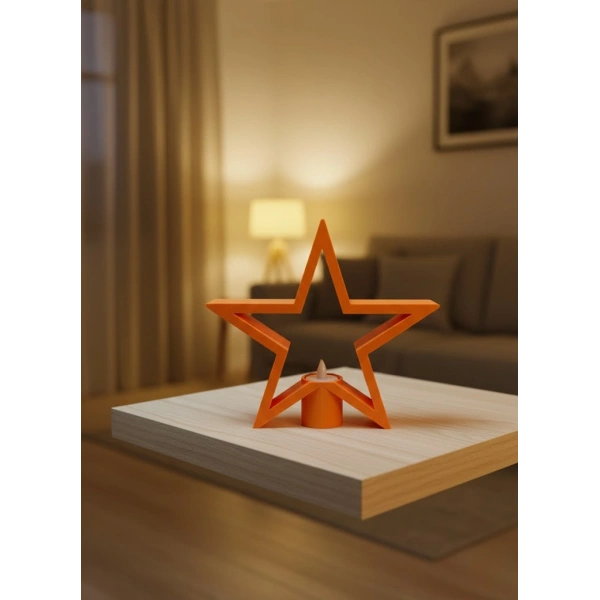 Turuncu Yıldız Mumluk Loş Işık Salon Dekoru