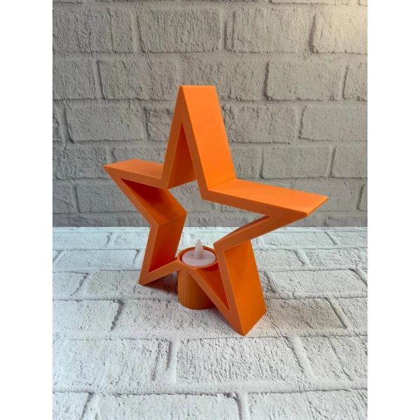 Turuncu Yıldız Mumluk Loş Işık Salon Dekoru