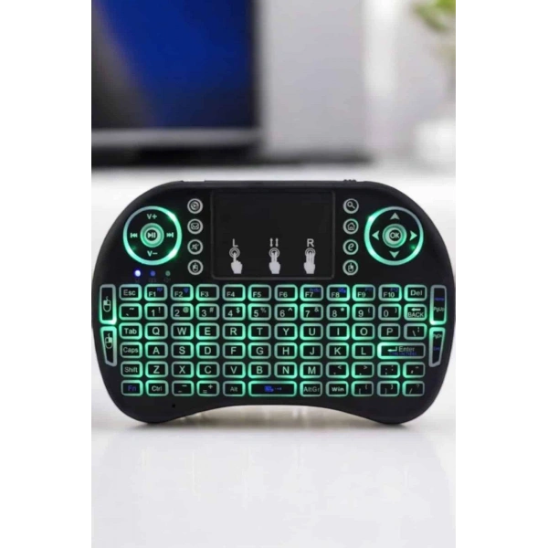 TV Uyumlu Mini Klavye Q Klavye Işıklı Tüm Cihazlara Uyumlu