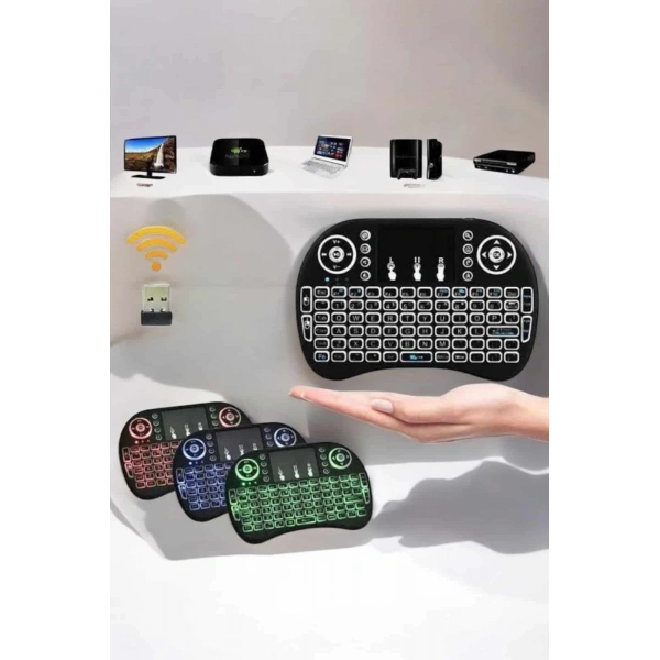 TV Uyumlu Mini Klavye Q Klavye Işıklı Tüm Cihazlara Uyumlu