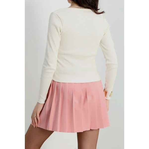 U yaka kaşkorse bluz beyaz A132