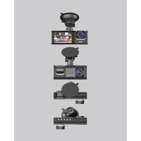 Üç Kameralı Araç İçi Kayıt Sistemi Full HD Gece Görüşlü ve G-Sensör Destekli
