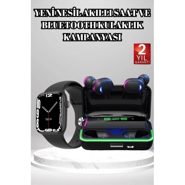 Ucuz ve Kaliteli Kulaklıklı Saat Seti Bluetooth Bağlantılı Akıllı Saat ve Kulaklık