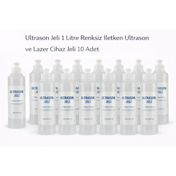 Ultrason Jeli 1 Litre Renksiz İletken Ultrason ve Lazer Cihaz Jeli 10 Adet