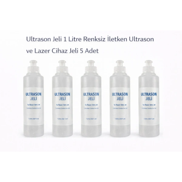 Ultrason Jeli 1 Litre Renksiz İletken Ultrason ve Lazer Cihaz Jeli 5 Adet