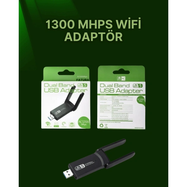 USB 3.0 Wireless Adaptör – 2.4GHz & 5GHz Destekli