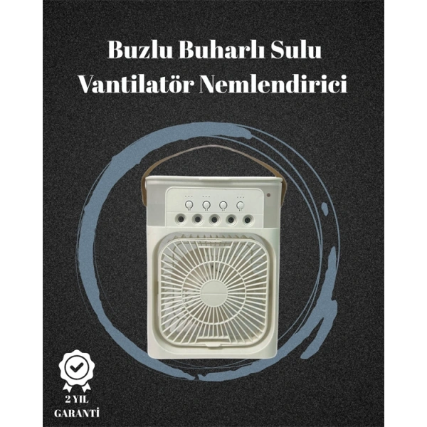 USB Bağlantılı 3ü 1 Arada Nemlendirici Mini Klima Fan | 7 Renk Işıklı