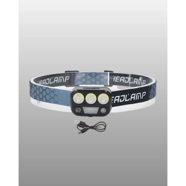 USB Şarjlı LED Kafa Lambası 300 Lümen Güç Göstergeli