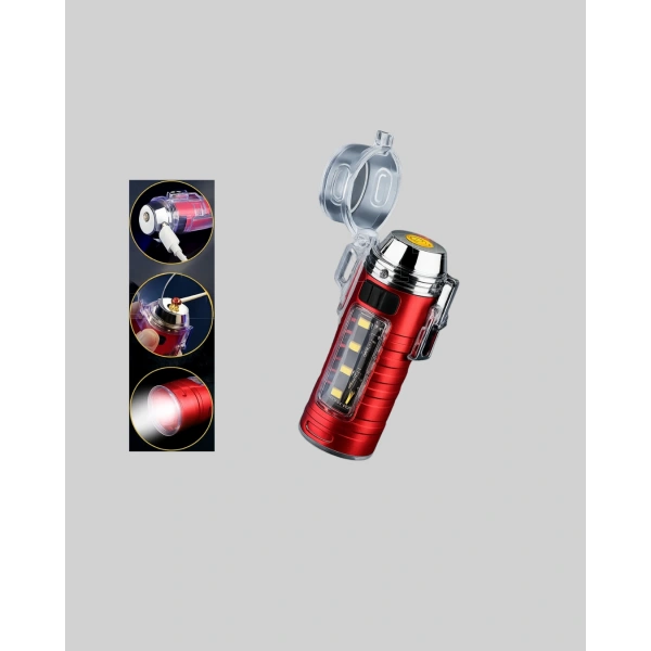 USB Şarjlı Rüzgar Geçirmez Elektrikli Çakmak El Fenerli