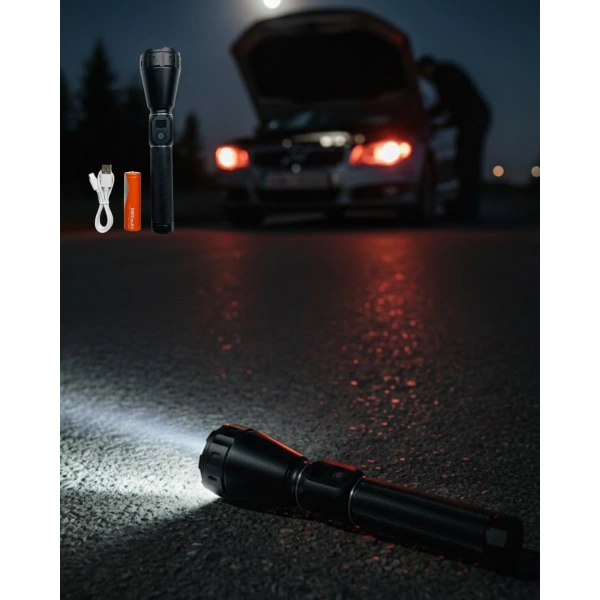 Uzun Ömürlü Bataryalı Şarjlı El Feneri Güçlü LED Aydınlatma