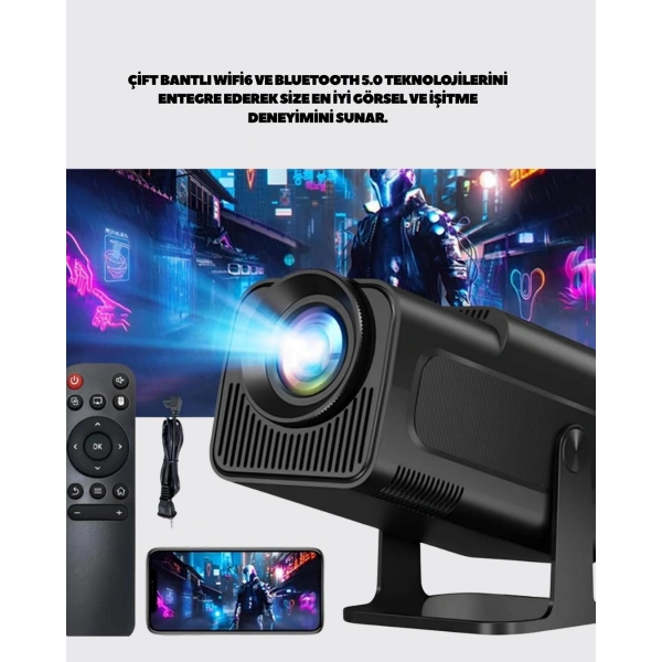 Uzun Ömürlü Lamba ve Dahili Hoparlörlü Ev Sinema Projektörü