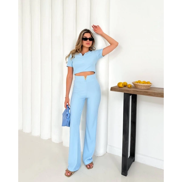 V aksesuarlı ottoman takım mavi s255850