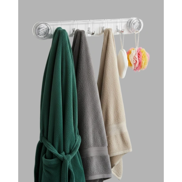 Vakumlu ve Yapışkanlı Mutfak Banyo Askılığı 5 Bölmeli Pratik Düzenleyici