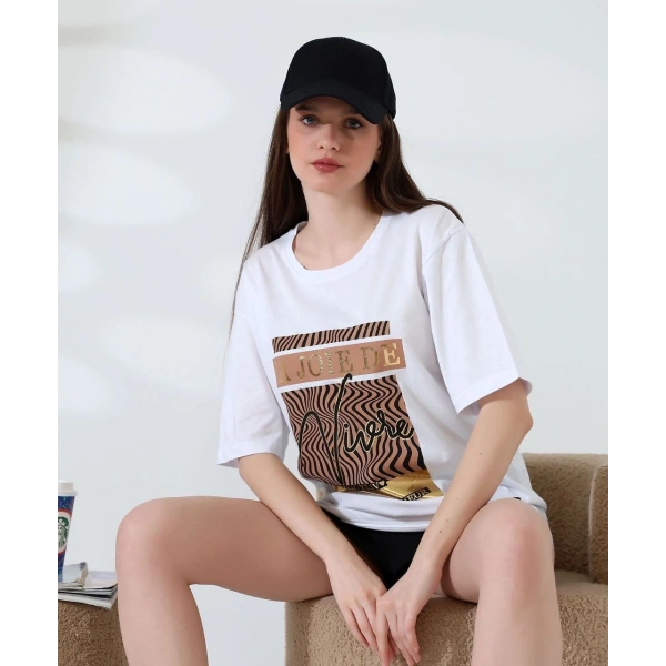 Varak çizgili Oversize tişört