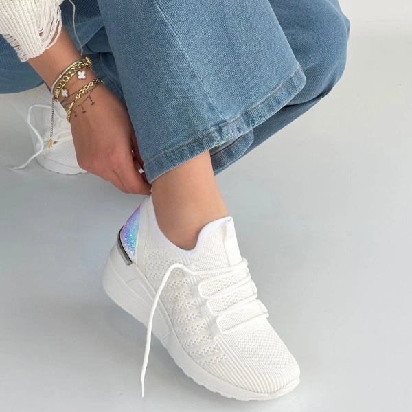 Weor Beyaz Triko Bağcıklı Spor Ayakkabı