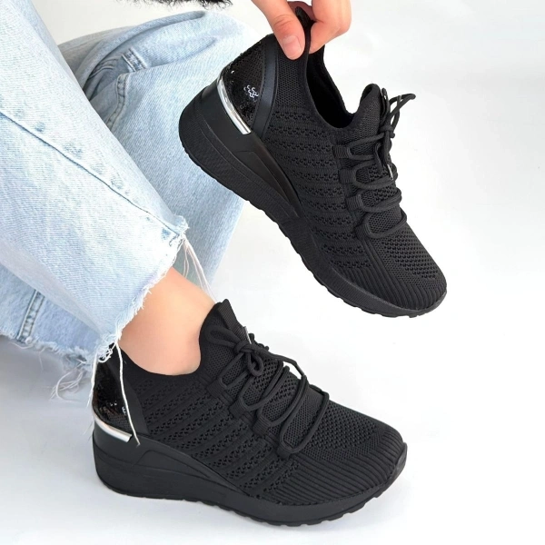 Weor Siyah Triko Bağcıklı Spor Ayakkabı